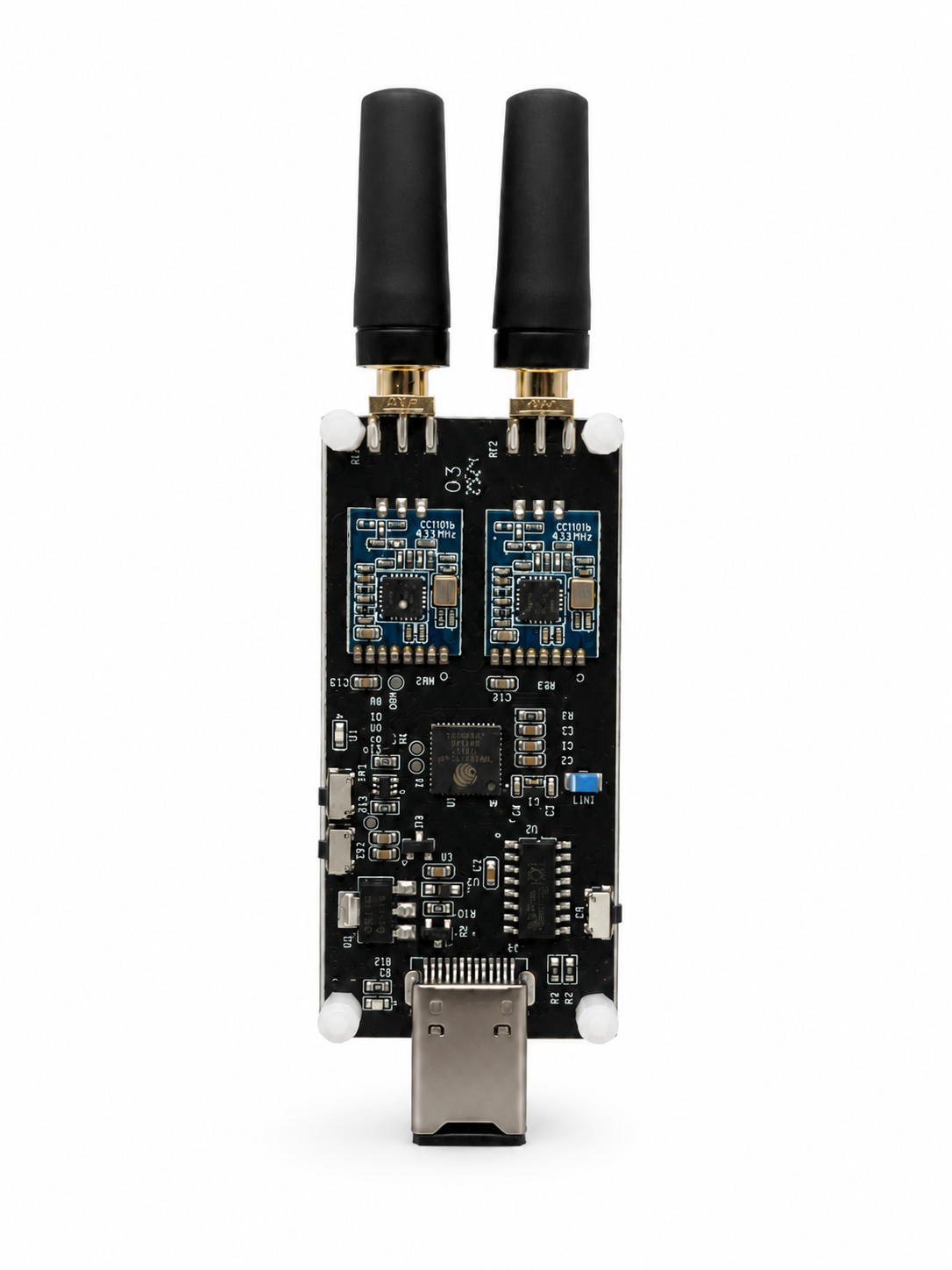 Evil Crow RF V2 2.4GHz RF Module Board Adapter with Two CC1101 & One NRF24L01 for Signal Receiver, Transmitter, Attack, URH Parse, Mousejacking, Range Testing