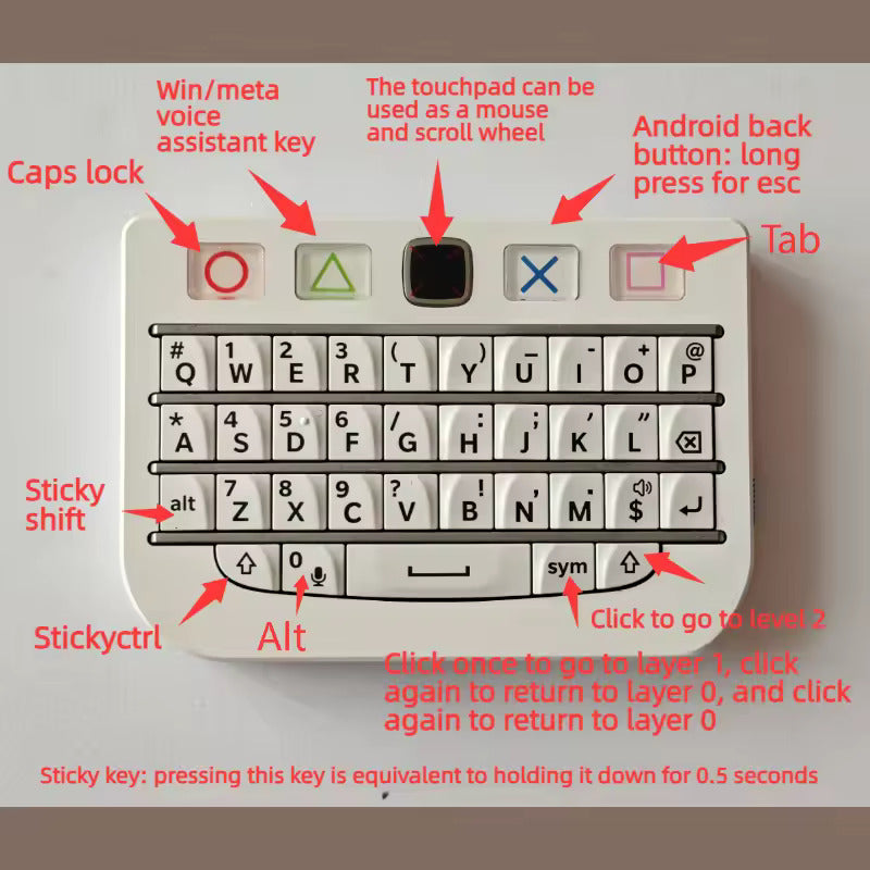 Blackberry Q10 Mini Keyboard with Trackpad Bluetooth USB Dual Mode Dpi Ten Speed Adjustment All Keys Have No Conflicts
